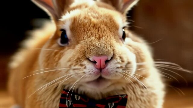 Cute bunny wearing a stylish bow tie