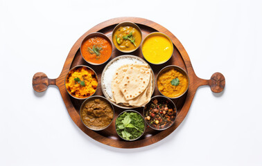  Indian thali on a white background