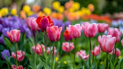 Obraz premium Tulips Blooming in the Swiss Alps