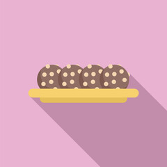 Chocolate chip cookies with white chocolate drops are lying on a tray, waiting to be served