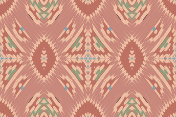 Ikat ethnic seamless pattern design. Abstract geometric Aztec fabric carpet mandala ornaments textile decorations wallpaper. Tribal boho native