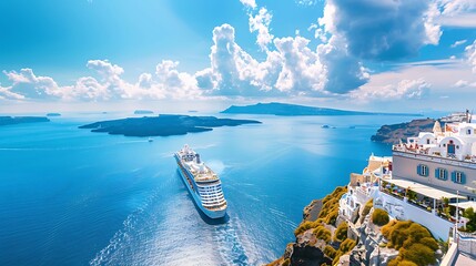 Luxury Cruise Ship Sailing in the Aegean Sea