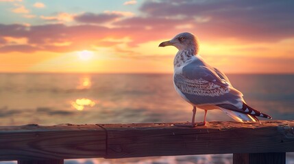 Seagull watching the sunset