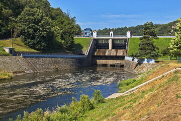 Fototapeta premium Hydroelectric power station on river Thaya (Dyje) in Znojmo,South Moravian Region,Czech Republic,Europe 