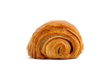 Pan au chocolate front view isolated on white background. 