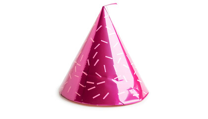 Fototapeta premium One pink party hat isolated on white