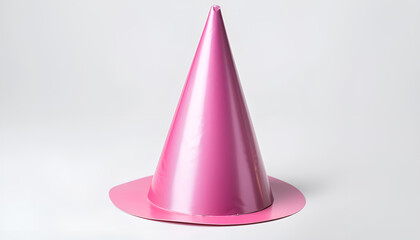 Fototapeta premium One pink party hat isolated on white