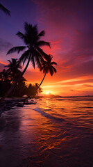 Stunning Shades of Sunset: A Majestic Display Of Nature’s Palette at a Tropical Beach Side