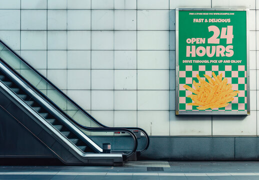 Train Station Ad Sign Mockup With Generative AI
