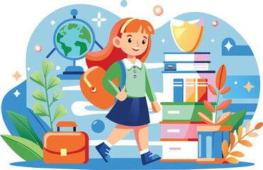 Back to school concept, flat illustration, vector illustration.