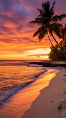 Stunning Shades of Sunset: A Majestic Display Of Nature’s Palette at a Tropical Beach Side