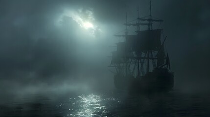 Fototapeta premium For naming the image: Storm in the Foggy Misty Morning