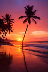 Stunning Shades of Sunset: A Majestic Display Of Nature’s Palette at a Tropical Beach Side