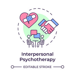 Interpersonal psychotherapy multi color concept icon. Mood disorder, interpreting emotions. Round shape line illustration. Abstract idea. Graphic design. Easy to use in infographic, presentation