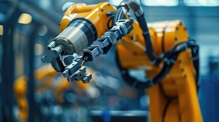 Close up view of components of a robot arm