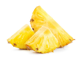 slices of pineapple on white background
