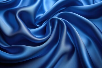 Obraz premium A silky blue fabric with a wave pattern. Bright Textile