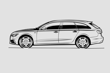 Obraz premium Hand drawn car outline vector image. Vehicle art.