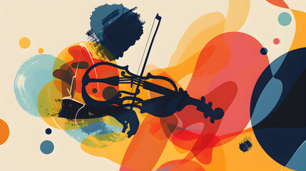 Obraz premium Harmony of Strings, where a violin frames a joyful expression in abstract art.
