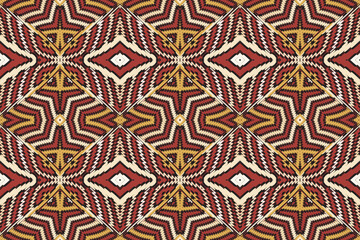 Ikat ethnic seamless pattern design. Abstract geometric Aztec fabric carpet mandala ornaments textile decorations wallpaper. Tribal boho native