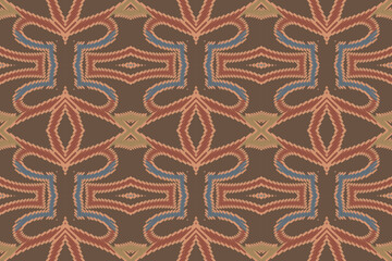Ikat ethnic seamless pattern design. Abstract geometric Aztec fabric carpet mandala ornaments textile decorations wallpaper. Tribal boho native