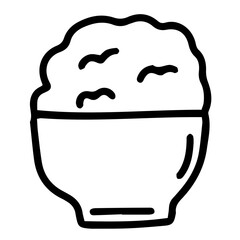 Hand drawn black and white color of rice design isolated on transparent background. Vector illustration. 