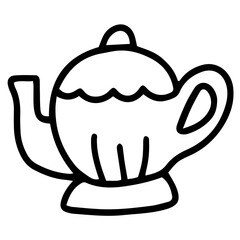 Hand drawn black and white color of tea pot design isolated on transparent background. Vector illustration. 