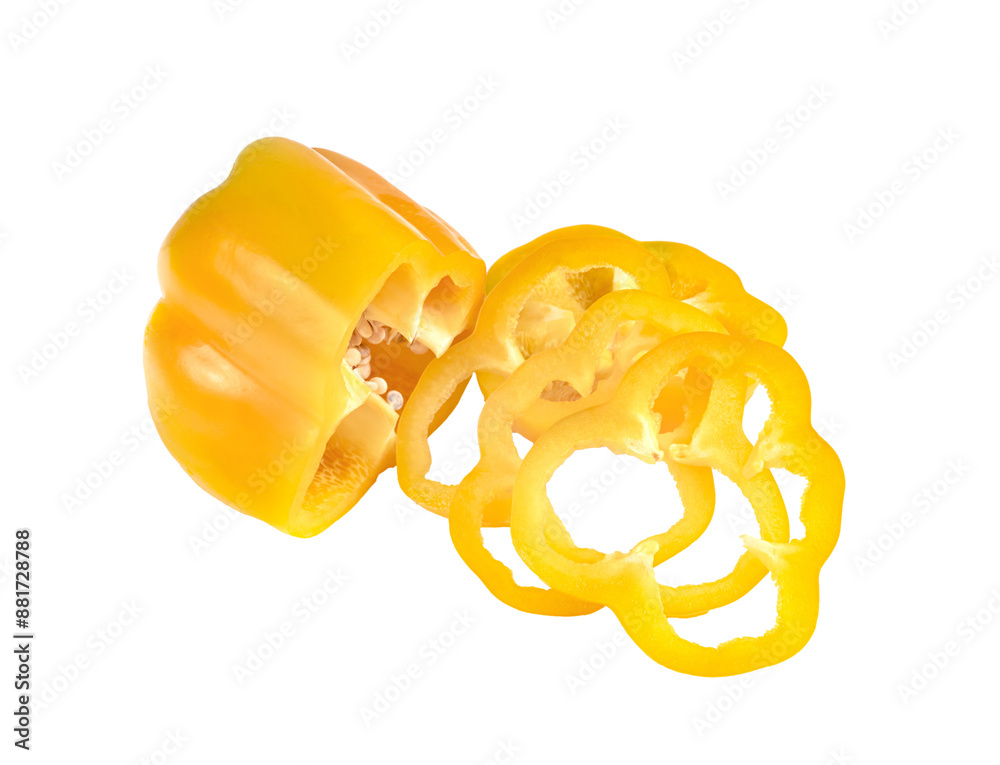 Sticker Yellow slice sweet bell pepper isolated