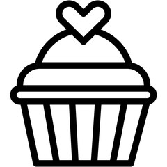 Vector Icon Cupcake, Sugar, Dessert, Heart, Love, Food