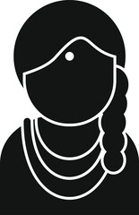 Black and white silhouette of an indian woman wearing traditional clothes and jewelry