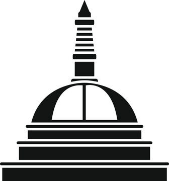 recommend clip art: Simple black and white representation of a buddhist stupa with its distinctive dome shape and spire