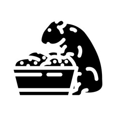 hamster with food pet glyph icon vector. hamster with food pet sign. isolated symbol illustration
