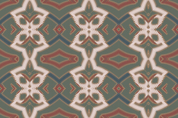 Ikat ethnic seamless pattern design. Abstract geometric Aztec fabric carpet mandala ornaments textile decorations wallpaper. Tribal boho native