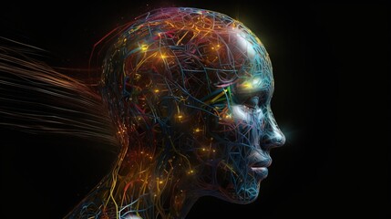 Digital technologies of the future. Communications of artificial intelligence. AI generated.