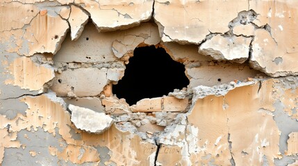 Naklejka premium broken wall with black hole.