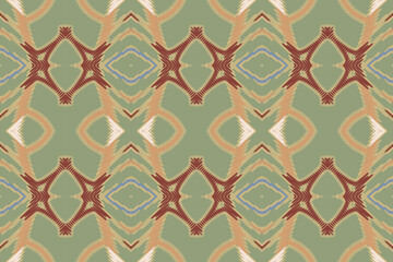 Ikat ethnic seamless pattern design. Abstract geometric Aztec fabric carpet mandala ornaments textile decorations wallpaper. Tribal boho native