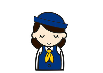 会釈するバスガイドさん