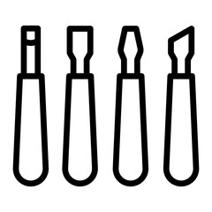 Sculpting Tools Vector Line Icon