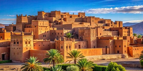 Historic Taourirt Kasbah in Ouarzazate, Morocco , landmark, ancient, architecture, fortress, tourism, travel