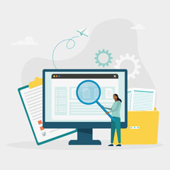 Document management software, document management application, compound documents concept. Vector illustration.	
