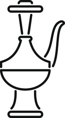 Simple line drawing of a jug with a handle, a spout, and a round base, isolated on a white background