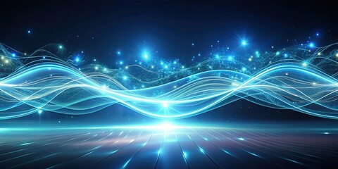 Flowing waves of light on a futuristic tech background, technology, futuristic, abstract, background, glowing, motion