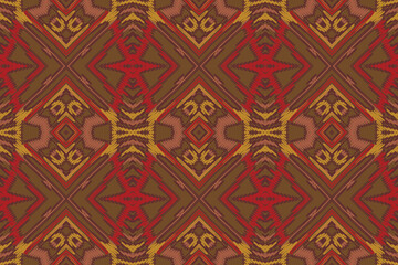 Ikat ethnic seamless pattern design. Abstract geometric Aztec fabric carpet mandala ornaments textile decorations wallpaper. Tribal boho native