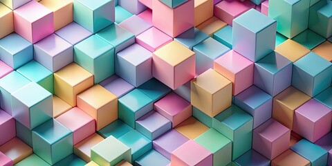 Obraz premium Dynamic and modern abstract geometric background with vibrant pastel colored cubes, abstract, colorful, geometric