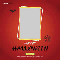 Pumpkins Halloween night party promotion for social media post premium template