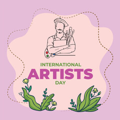Free vector international artists day poster design