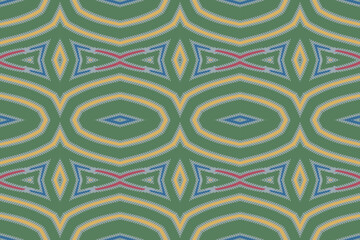 Ikat ethnic seamless pattern design. Abstract geometric Aztec fabric carpet mandala ornaments textile decorations wallpaper. Tribal boho native