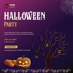 Happy Halloween spooky party banner with Halloween elements for happy Halloween
