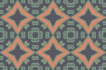 Ikat ethnic seamless pattern design. Abstract geometric Aztec fabric carpet mandala ornaments textile decorations wallpaper. Tribal boho native
