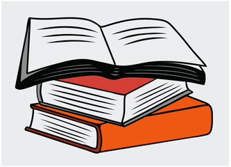 Stacks of books for reading, piles of textbooks for education. Set of literature, dictionaries, encyclopedias, planners with bookmarks. Colored flat vector illustration isolated on a white background